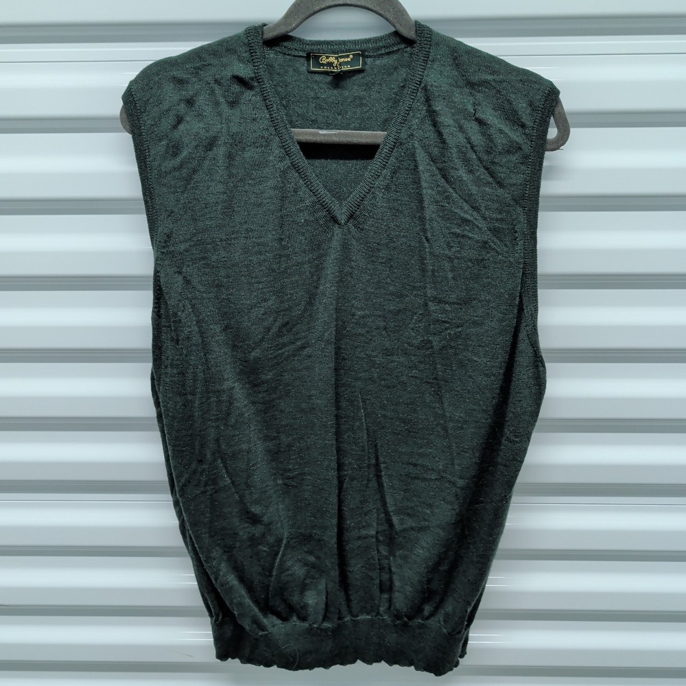 Bobby Jones Sweater Vest‎ XXL Mens Green V-Neck Knit Made in Italy Golf Layering